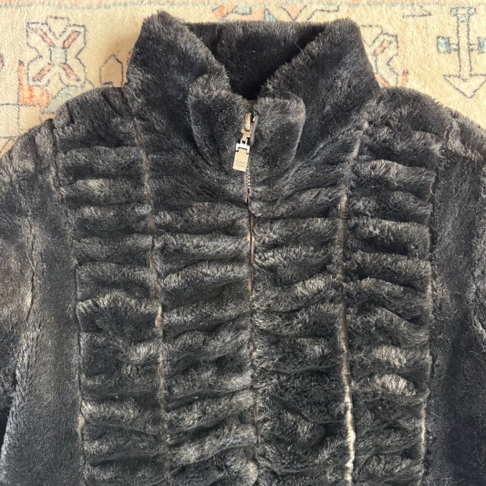 Alpine Studio Faux Fur Black Jacket - size Medium - Picture 2 of 6
